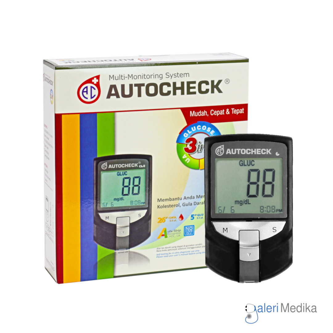 AutoCheck 3in1 Alat Cek Gula Darah, Kolesterol & Asam Urat