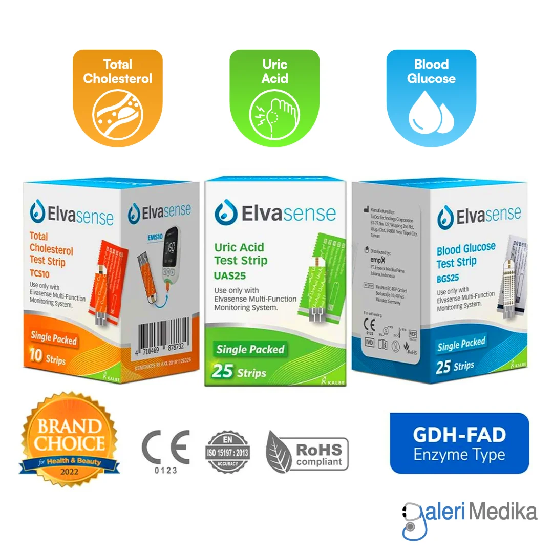 ELVASENSE Alat Cek Darah 3in1 Gula Darah / Cholesterol / Asam Urat / STRIP HIGENIS & Akurat ELVASENSE Alat Cek Darah 3in1 Gula Darah / Cholesterol / Asam Urat / STRIP HIGENIS & Akurat