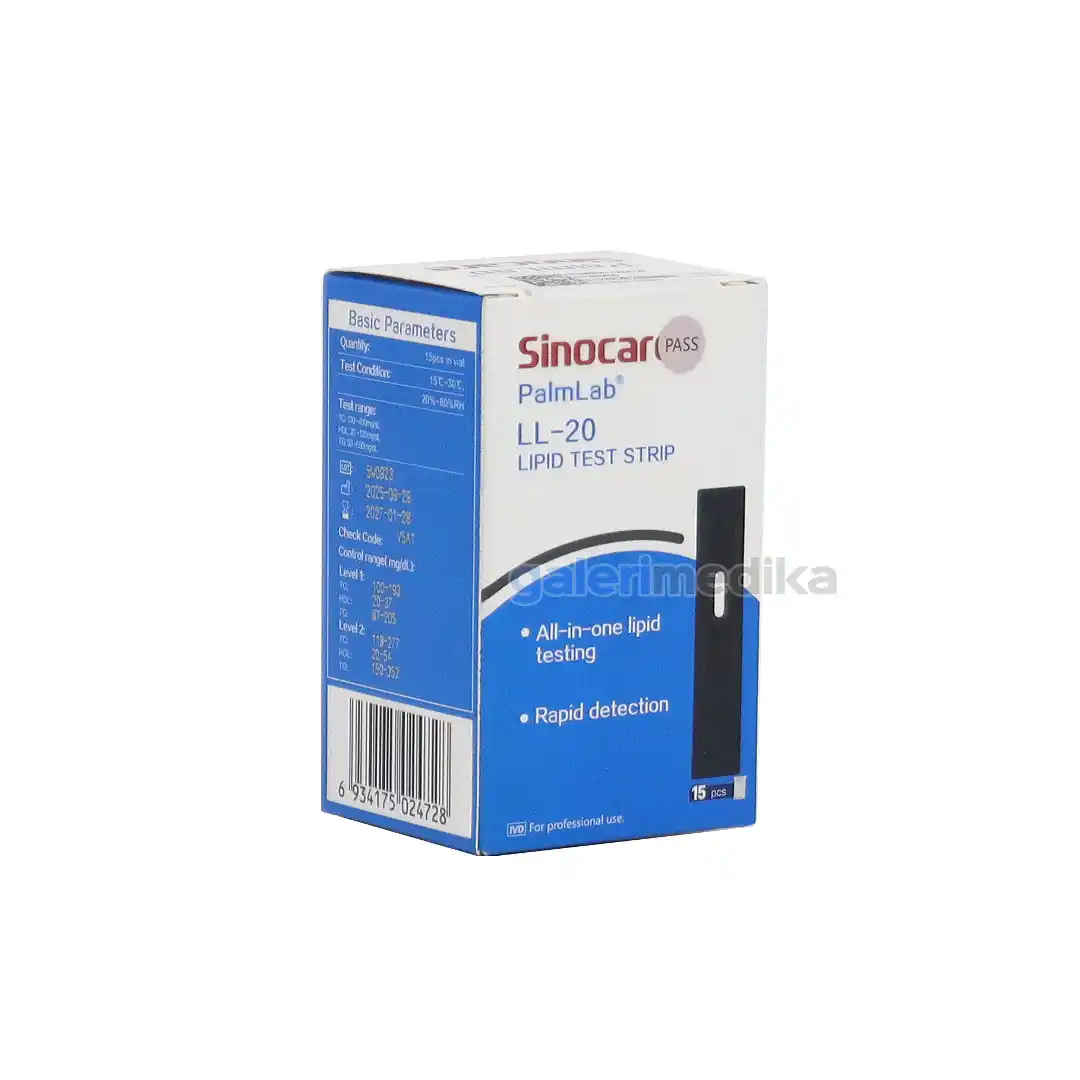 Strip Lipid Sinocare PalmLab LL-12 Lipid Test Strip 15 pcs Strip Lipid Sinocare PalmLab LL-12 Lipid Test Strip 15 pcs