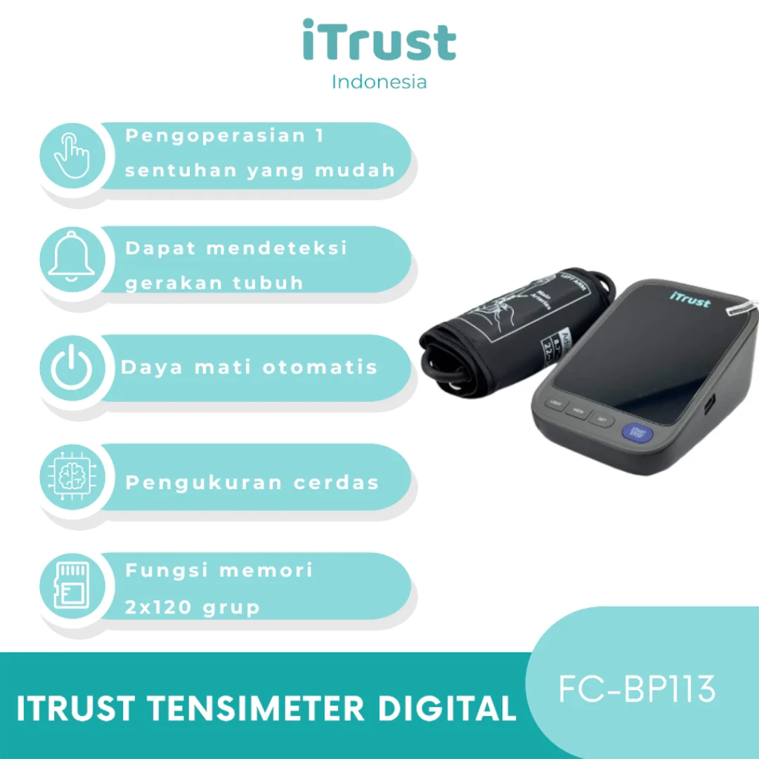 iTrust Tensimeter Digital XL Colorful Display + Indikator Tekanan Darah + Voice Assist FC-BP113
