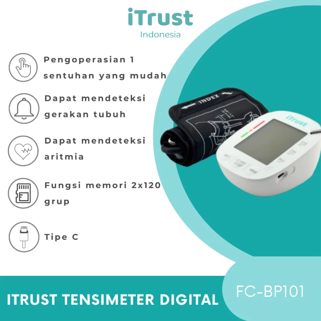 Tensimeter Digital iTrust FC-BP101 3 Indikator Tekanan Darah + Voice Assist Indonesia