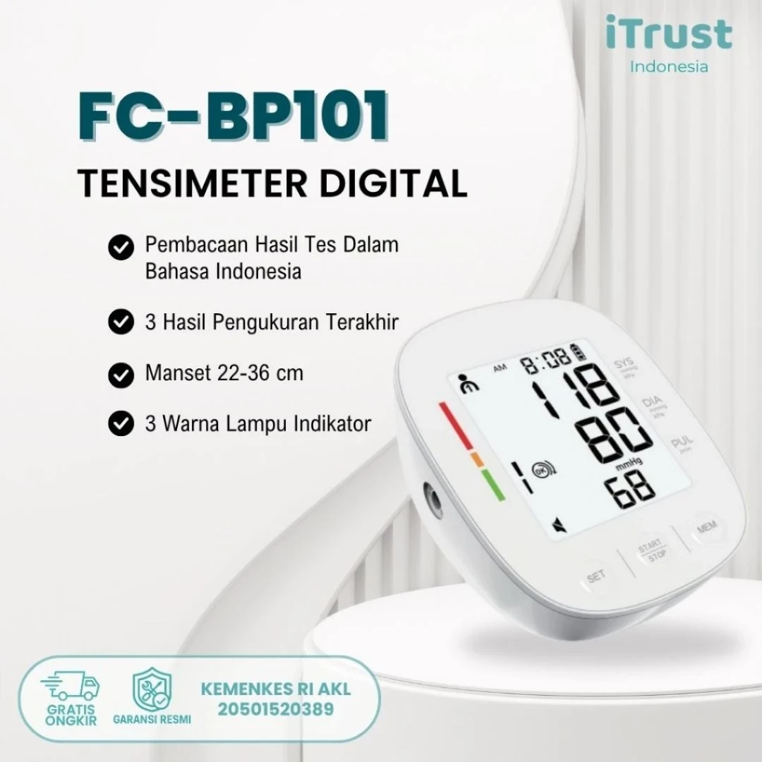 Tensimeter Digital iTrust FC-BP101 3 Indikator Tekanan Darah + Voice Assist Indonesia