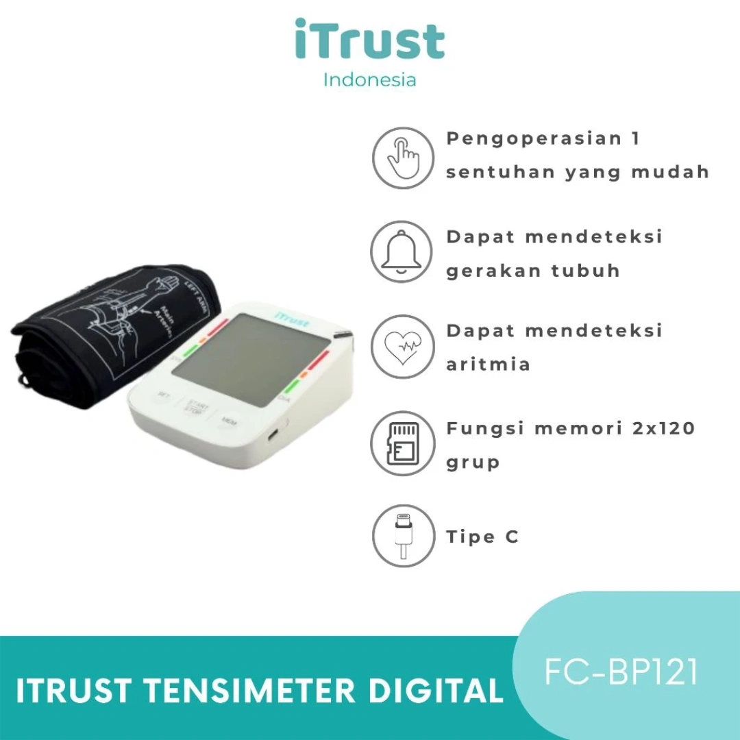 iTrust Tensimeter Digital Dual User + 3 Indikator Tekanan Darah + Voice Assist FC-BP121