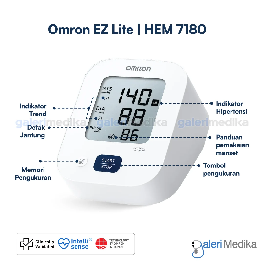 OMRON EZ Lite HEM-7180 Tensimeter Digital IntelliSense Technology Alat Ukur Tekanan Darah Otomatis
