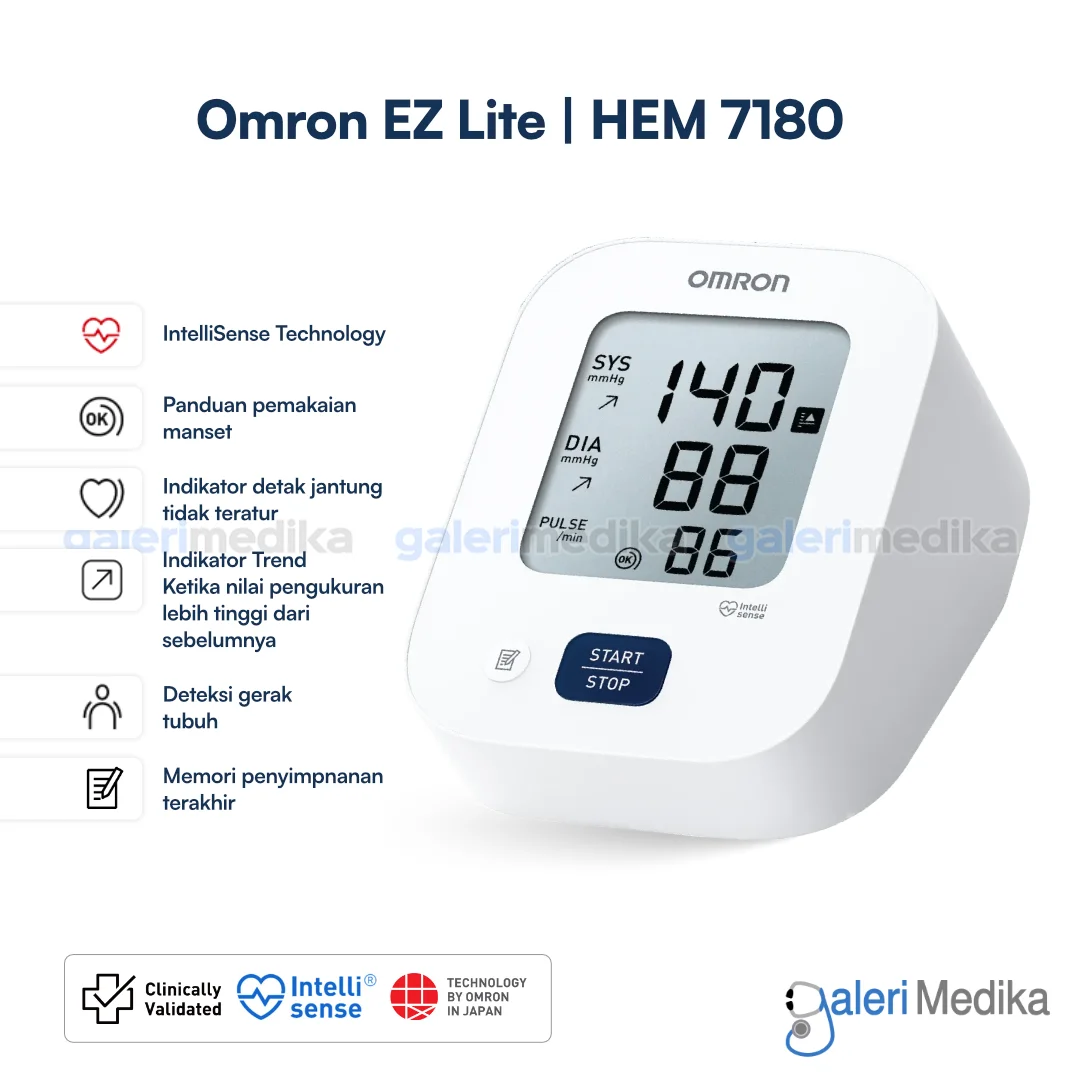 OMRON EZ Lite HEM-7180 Tensimeter Digital IntelliSense Technology Alat Ukur Tekanan Darah Otomatis