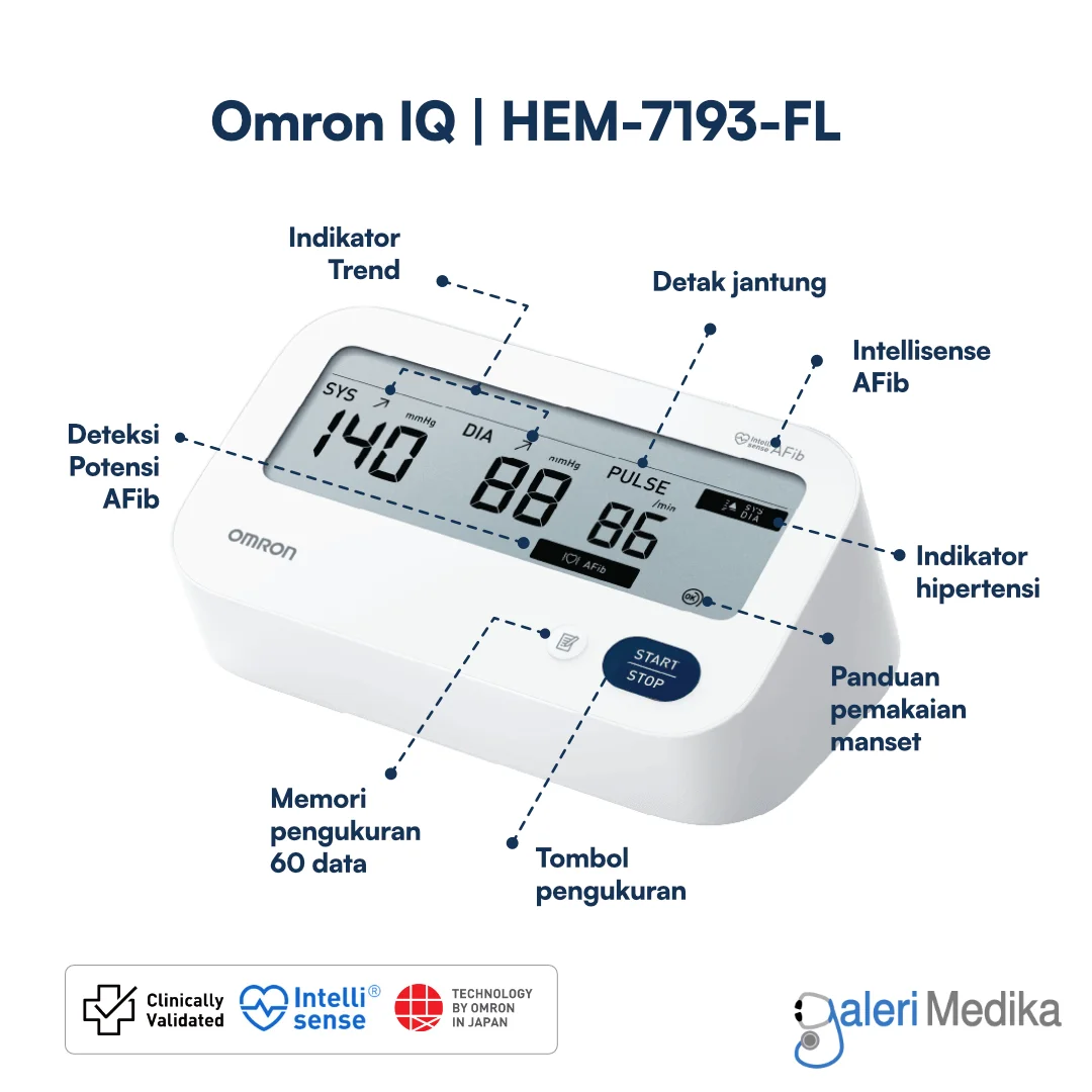 Omron IQ HEM-7193-FL Tensi Digital + Deteksi AFIB - Alat Ukur Tekanan Darah dan Deteksi Stroke