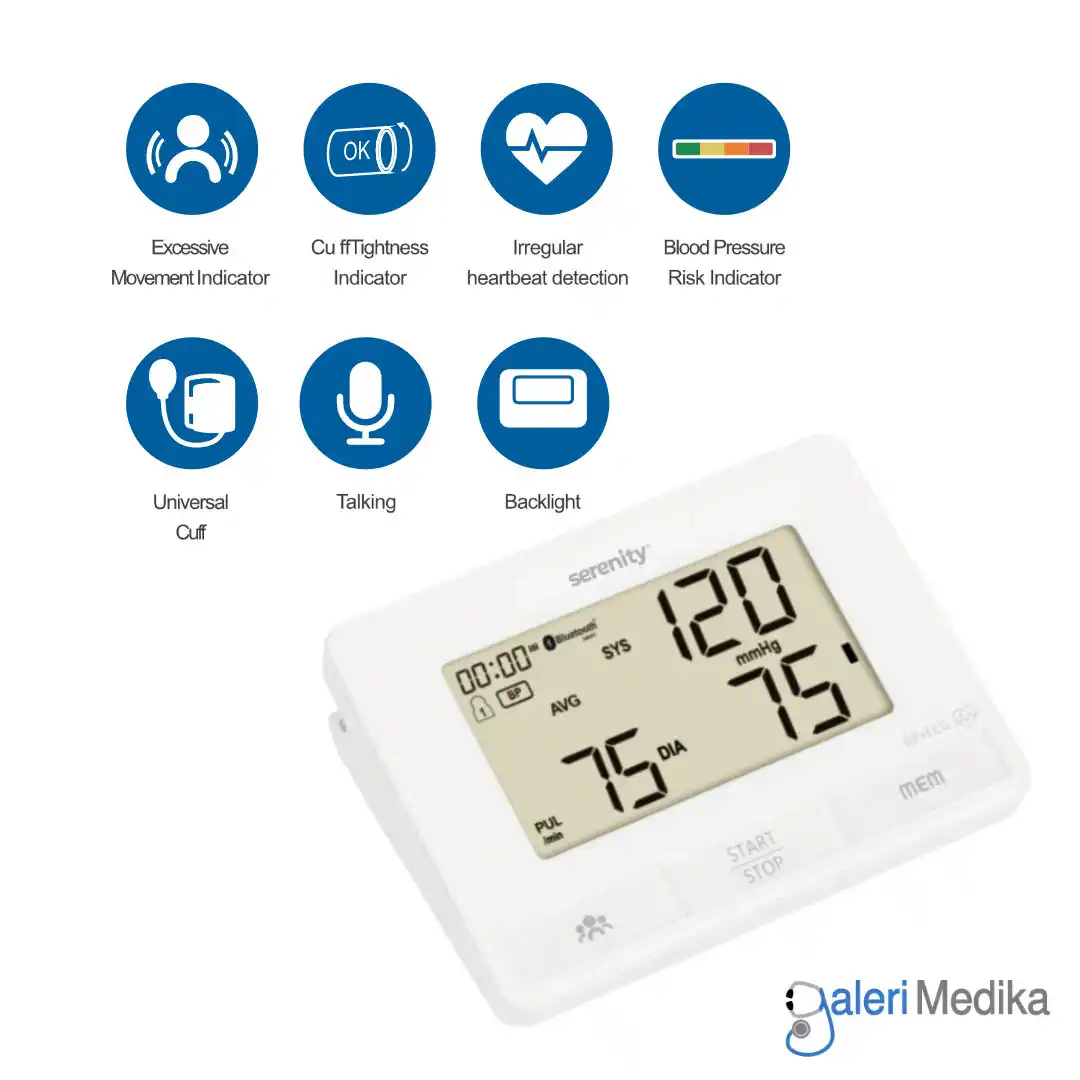 Tensimeter Digital Serenity BM-7673E + Bluetooth & Pemeriksaan EKG Tensimeter Digital Serenity BM-7673E + Bluetooth & Pemeriksaan EKG