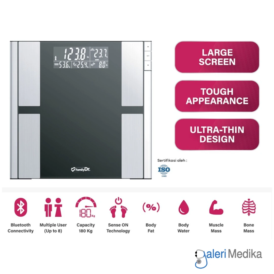 Body Fat Analyzer FamilyDr GBF-830-M1 Timbangan Badan Digital XL Display Ultra Thin