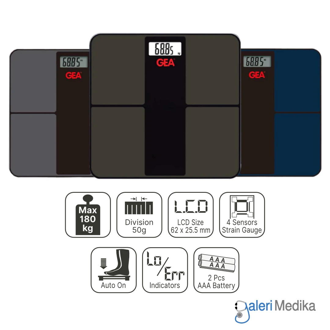 Timbangan Badan Digital GEA GS 3469A Tempered Glass Maks. Beban 180 kg + LCD Display Timbangan Badan Digital GEA GS 3469A Tempered Glass Maks. Beban 180 kg + LCD Display