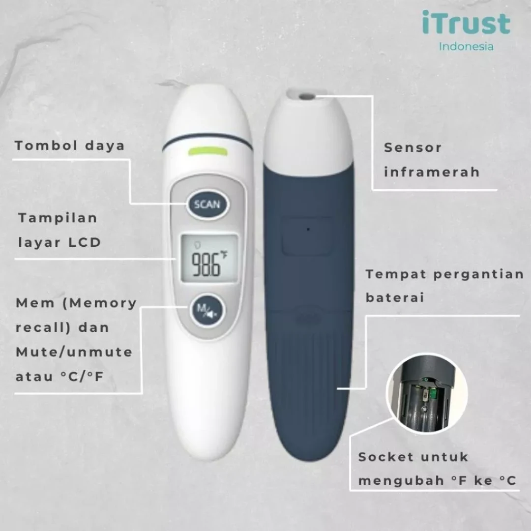 iTrust Termometer Digital 3in1 Telinga + Dahi + Objek LCD Display Indicator Alarm FC-IR100 iTrust Termometer Digital 3in1 Telinga + Dahi + Objek LCD Display Indicator Alarm FC-IR100