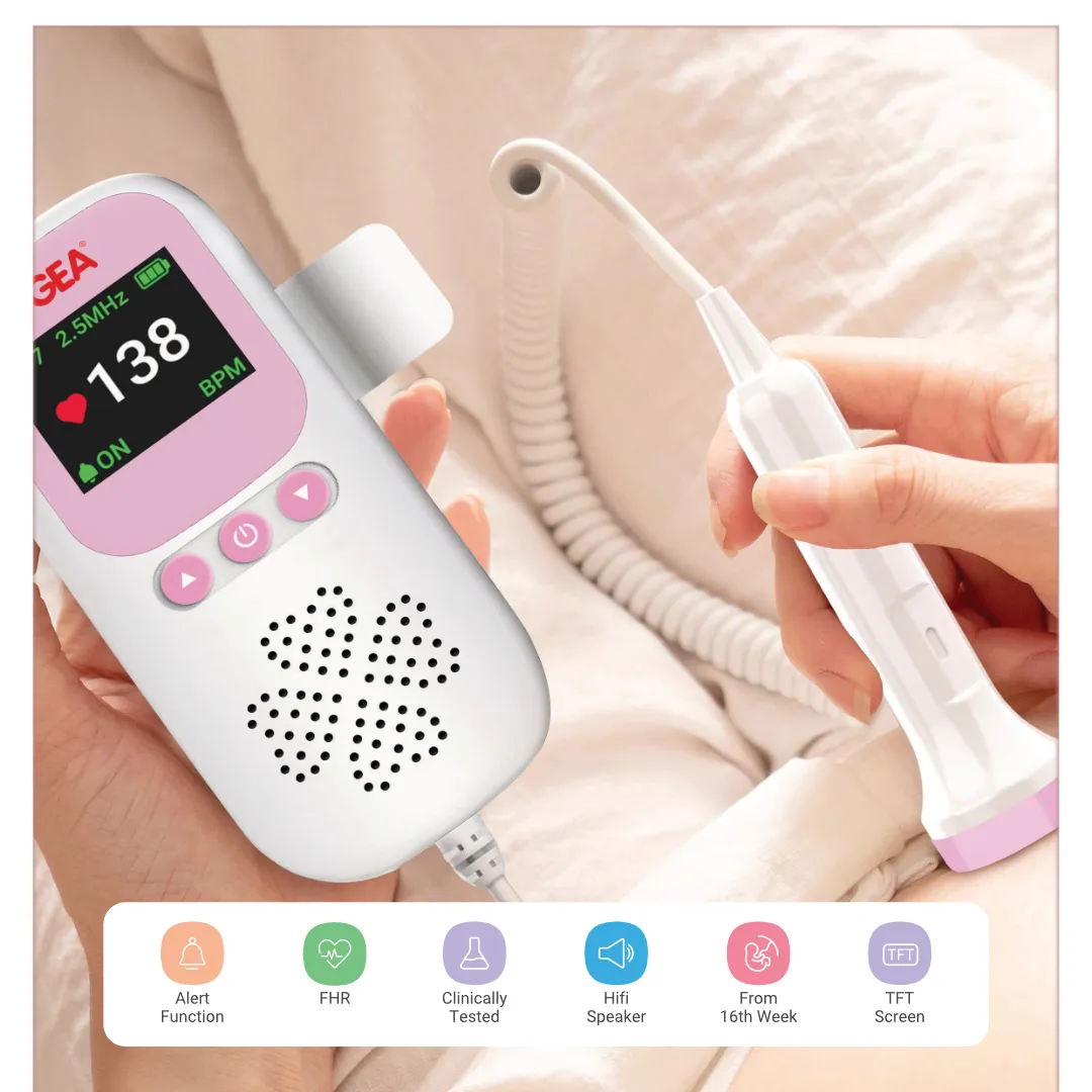GEA Pocket Fetal Doppler LCD Color Alat Deteksi Detak Jantung Janin Rechargeable Battery FD-100