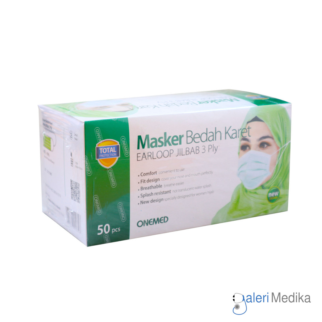 OneMed Masker Hijab / Masker Jilbab / Masker Bedah Karet - Isi 50