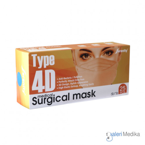 Masker Serenity Surgical Mask 4D Earloop Box isi 25 Masker Serenity Surgical Mask 4D Earloop Box isi 25