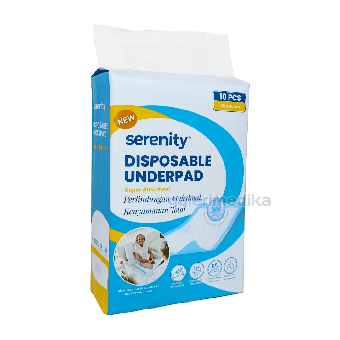 Serenity Underpad 60x90cm Perlak Anti Bocor Daya Serap Tinggi Isi 10pcs