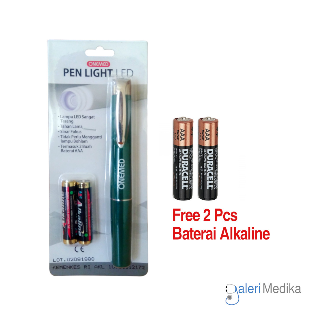 Penlight LED Onemed Hijau - FREE Baterai AAA 4 pcs