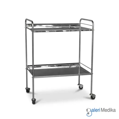 Troli Makan 2 Susun Stainless Steel Meja Instrument Troli Makan 2 Susun Stainless Steel Meja Instrument