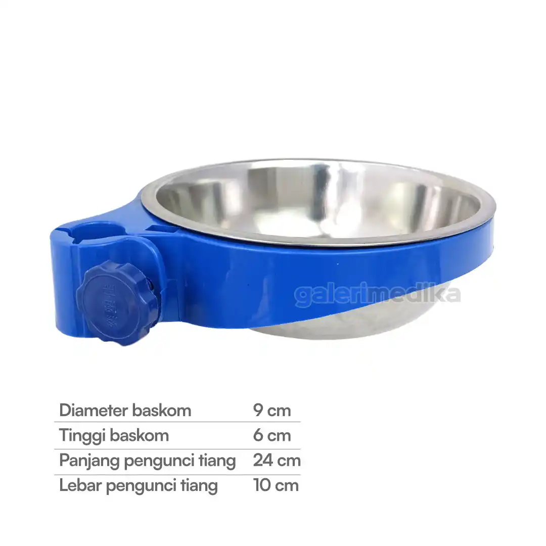 Baskom Stainless + Pengunci Tiang untuk Tiang Infus & Meja Instrumen Baskom Stainless + Pengunci Tiang untuk Tiang Infus & Meja Instrumen