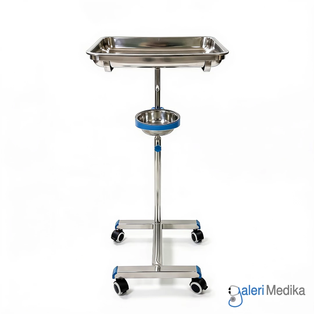 SPIRIT Meja Mayo Stainless Steel Mayo Table + Baskom SP-F16 SPIRIT Meja Mayo Stainless Steel Mayo Table + Baskom SP-F16