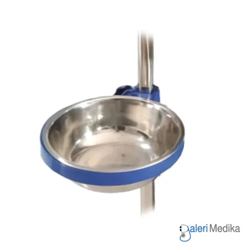 Baskom Stainless + Pengunci Tiang untuk Tiang Infus & Meja Instrumen