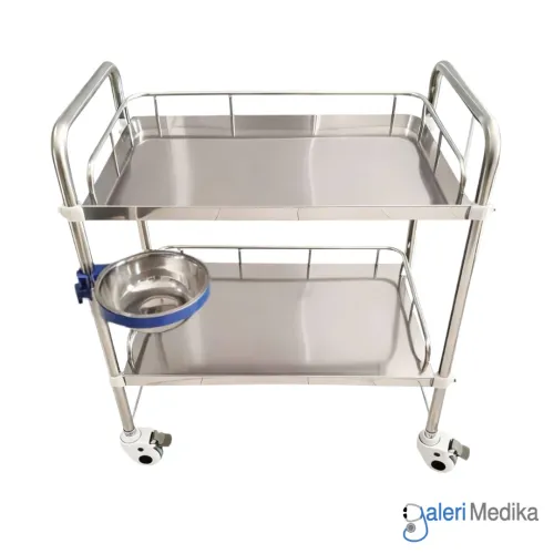 SPIRIT Meja Instrument 2 Rak + Baskom Stainless Steel SP-ST122