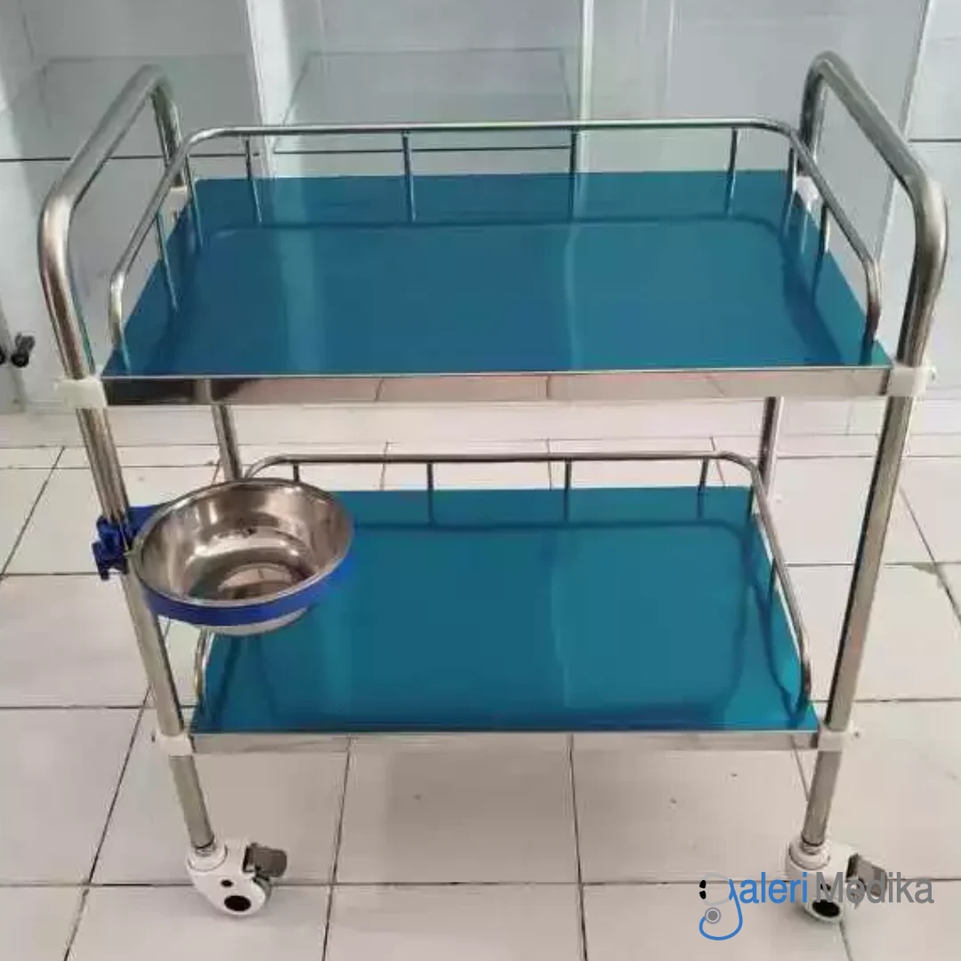 SPIRIT Meja Instrument 2 Rak + Baskom Stainless Steel SP-ST122