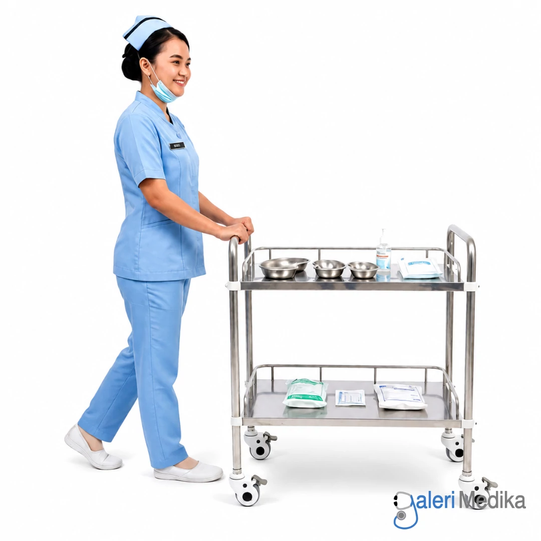 SPIRIT Meja Instrument 2 Rak Stainless steel Instrument Trolley SP-ST122 SPIRIT Meja Instrument 2 Rak Stainless steel Instrument Trolley SP-ST122