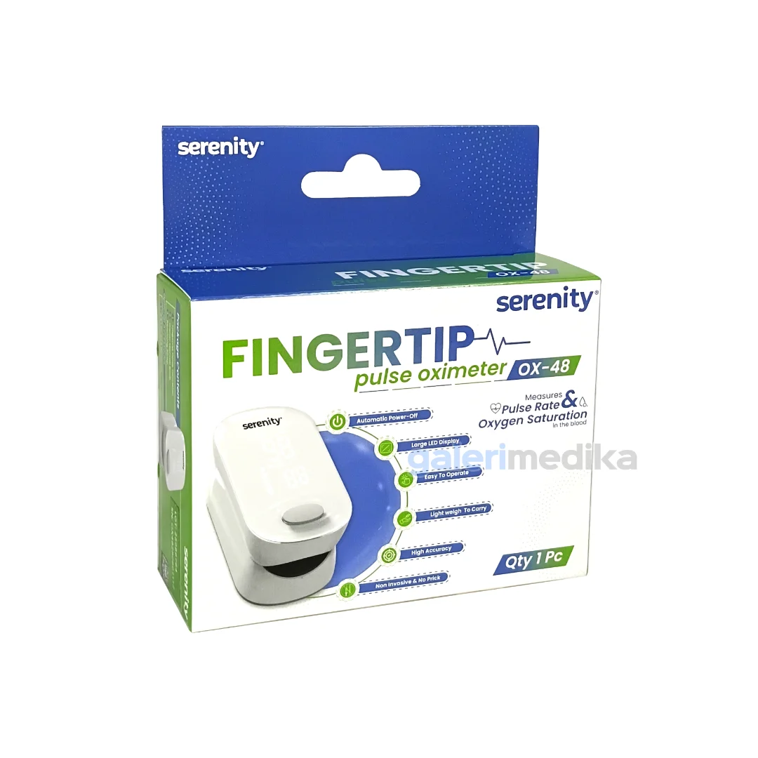 Pulse Oximeter Serenity OX-48 Alat Saturasi Oksigen SpO2 & PR + LED Display