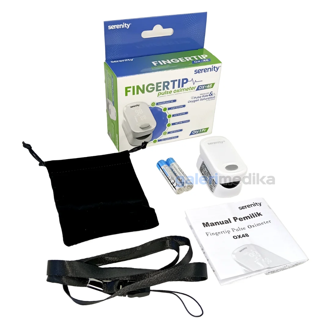Pulse Oximeter Serenity OX-48 Alat Saturasi Oksigen SpO2 & PR + LED Display