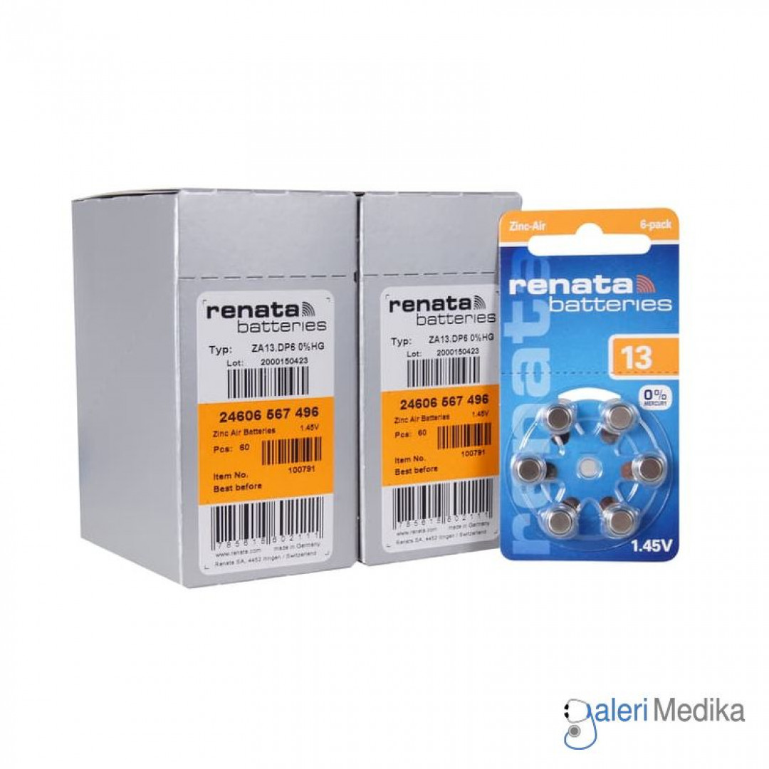 Renata 13 PR48 AG5 - 6 Pcs Baterai Alat Bantu Dengar HA20 & HA50