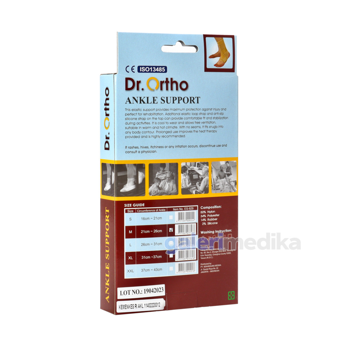 Dr. Ortho ES-929 Elastic Ankle Support dengan silicone