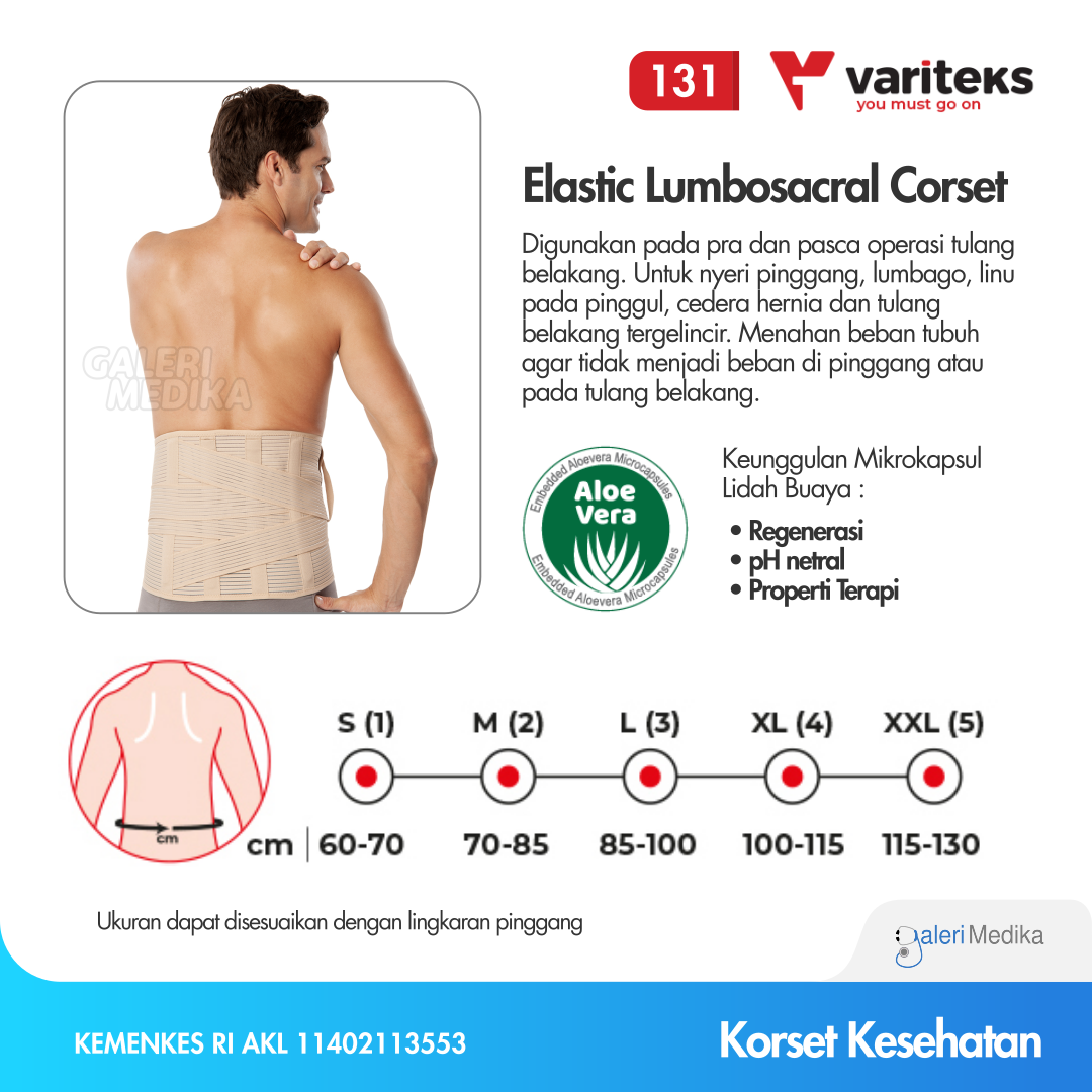 Korset Kesehatan Variteks 131 Elastic Lumbosacral Corset Support