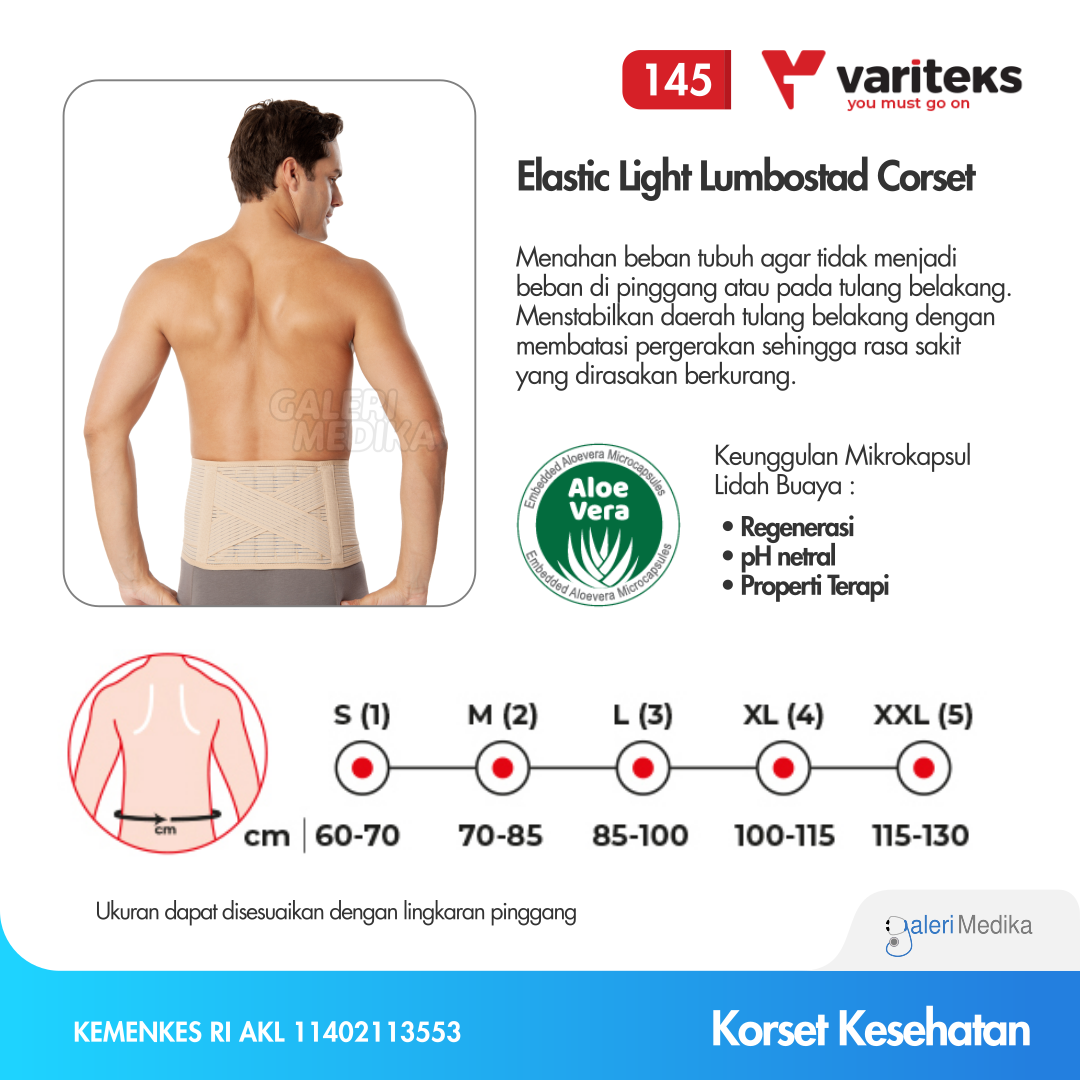 Korset Kesehatan Variteks 145 Elastic Light Lumbostad Corset