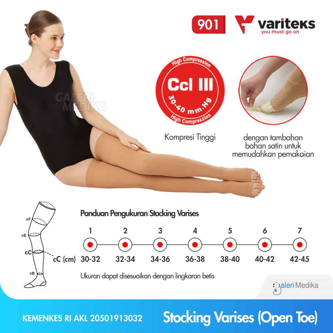 Variteks 901 Stoking Varises High Compression - Thigh High - Open Toe