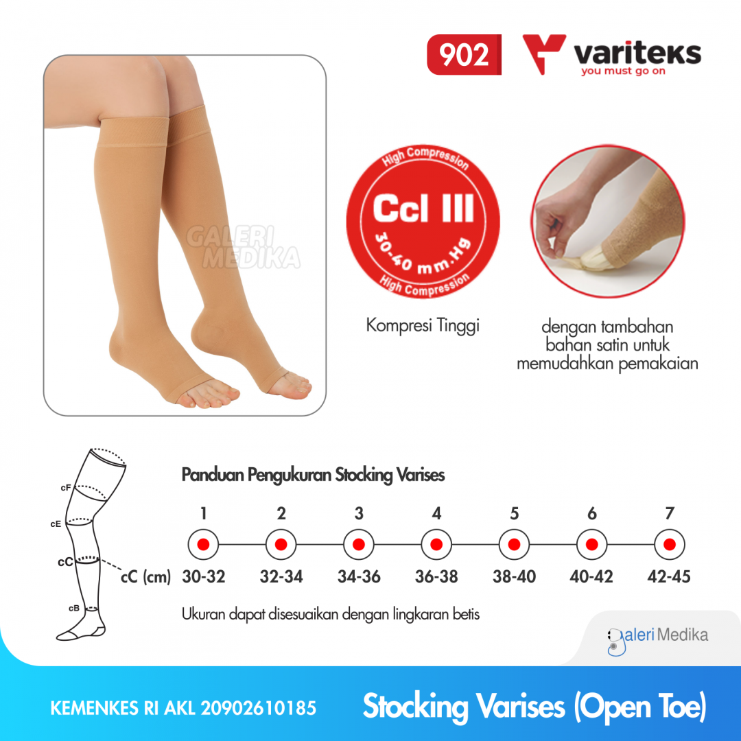 Variteks 902 Stocking Varises High Compression - Knee High - Open Toe