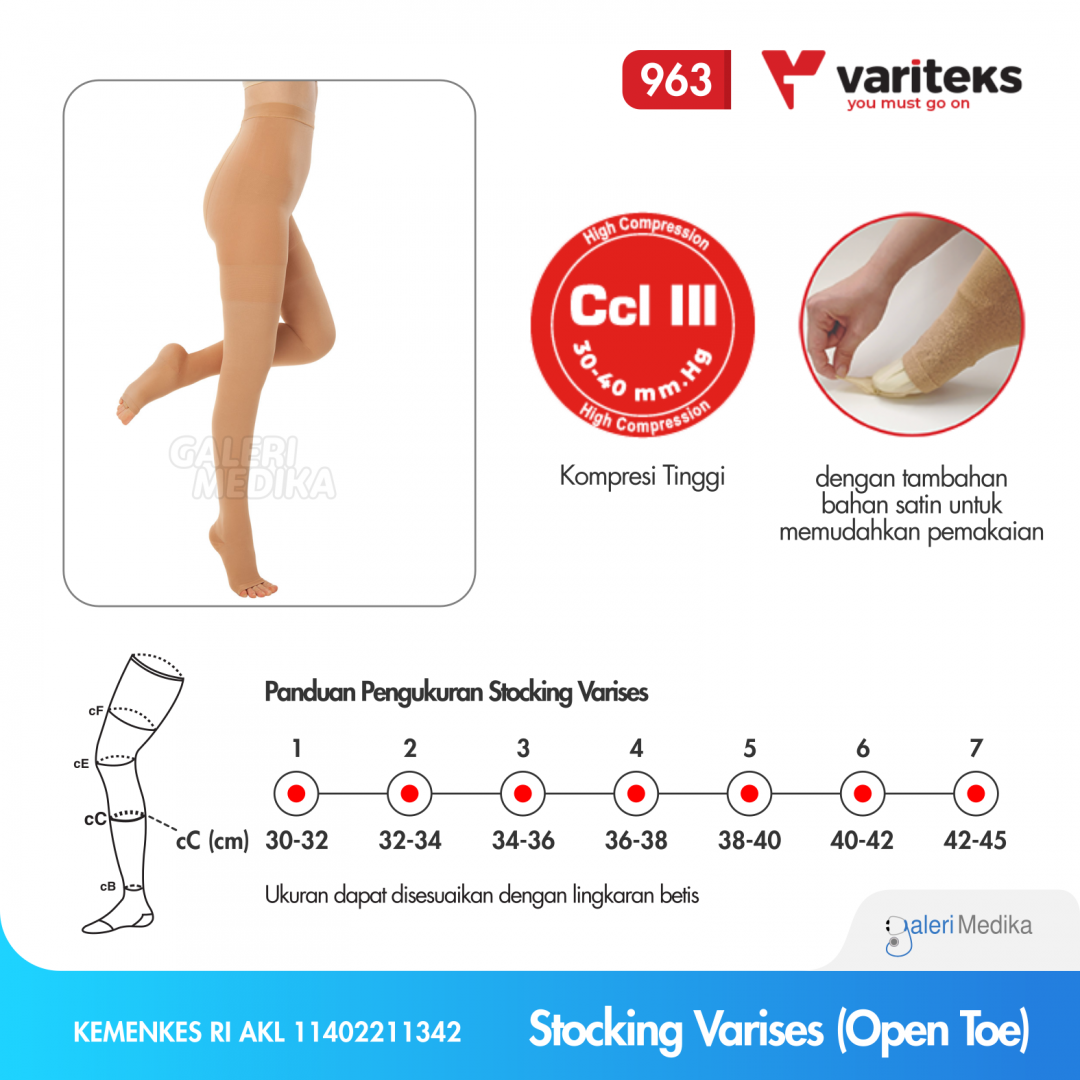 Stoking Varises Variteks 963 Pantyhose Varicose Stocking (Open Toe)