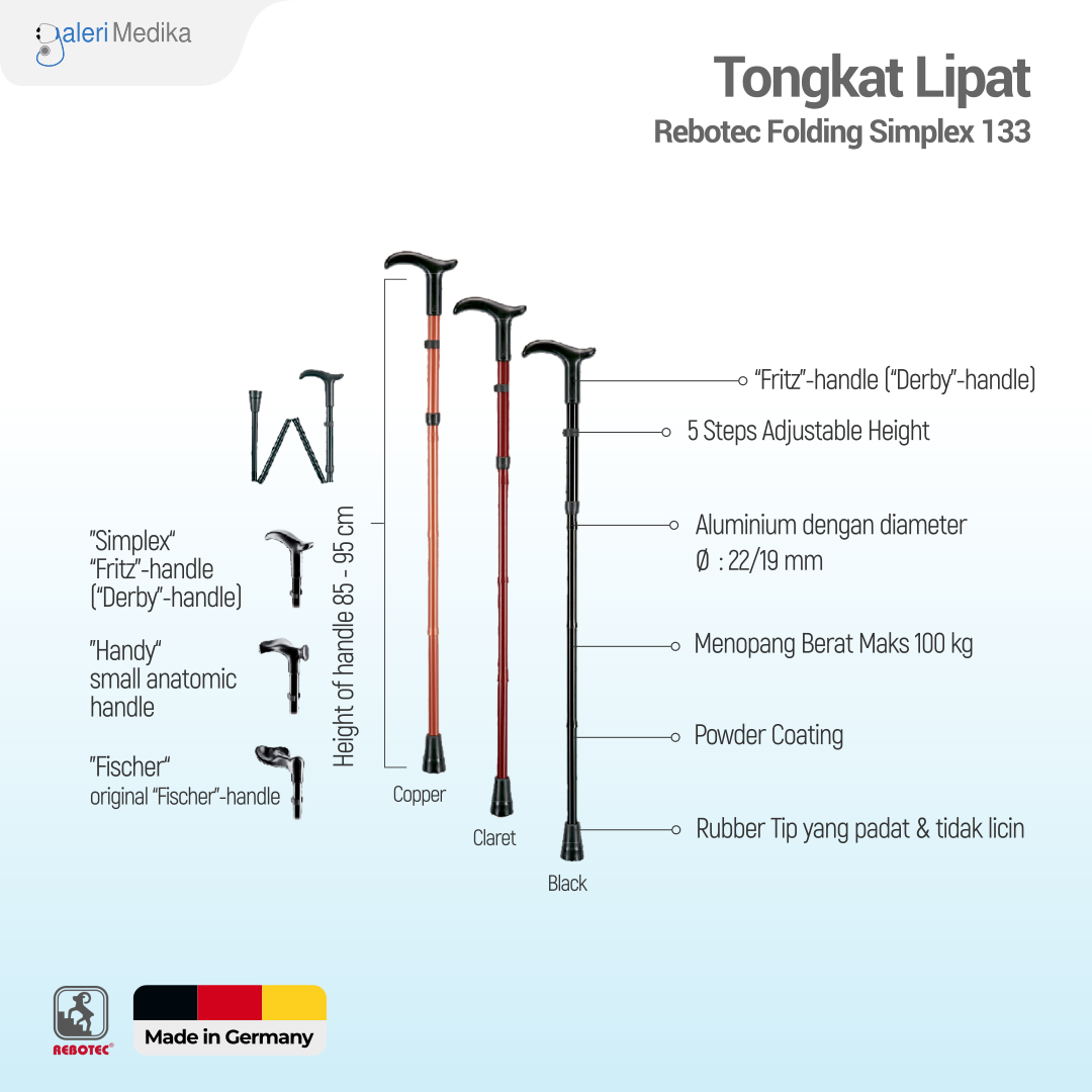 Tongkat Lipat Rebotec Folding Simplex 133