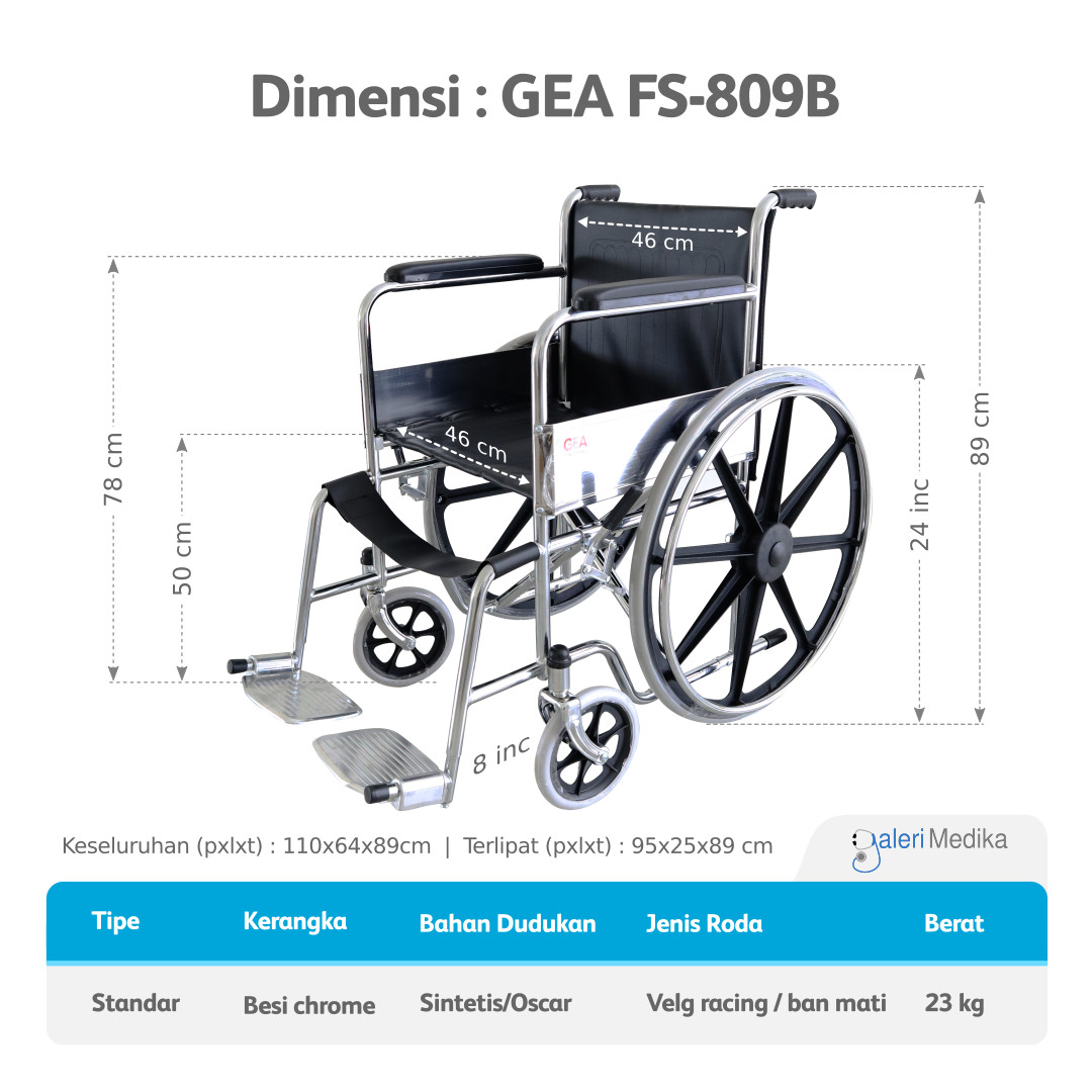 GEA FS809B Kursi Roda Wheelchair Velg Racing