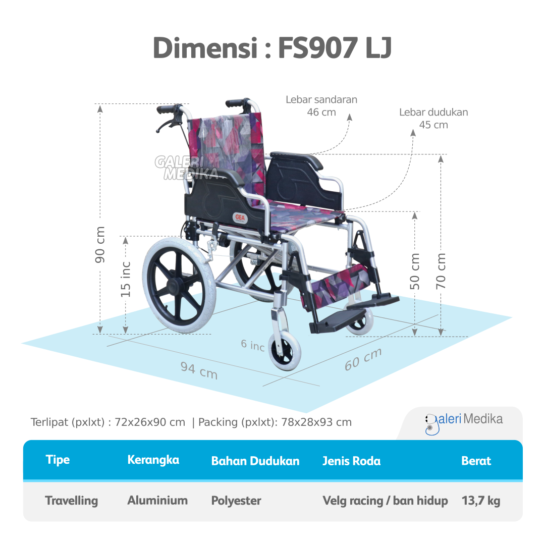 Kursi Roda Travel Alumunium GEA FS907LJ