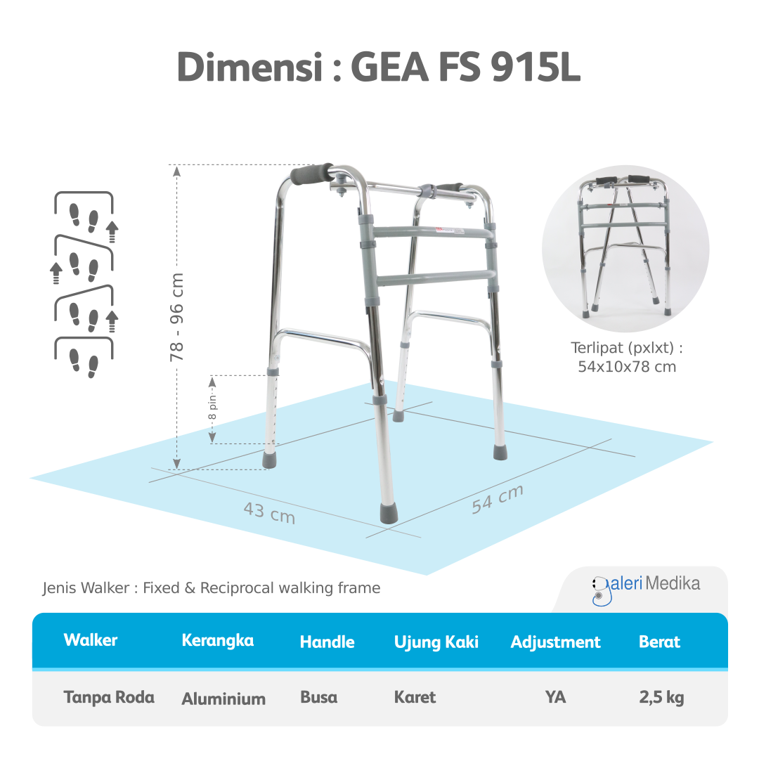 Walker GEA FS915L - Alat Bantu Jalan (Tanpa Roda) Walker GEA FS915L - Alat Bantu Jalan (Tanpa Roda)