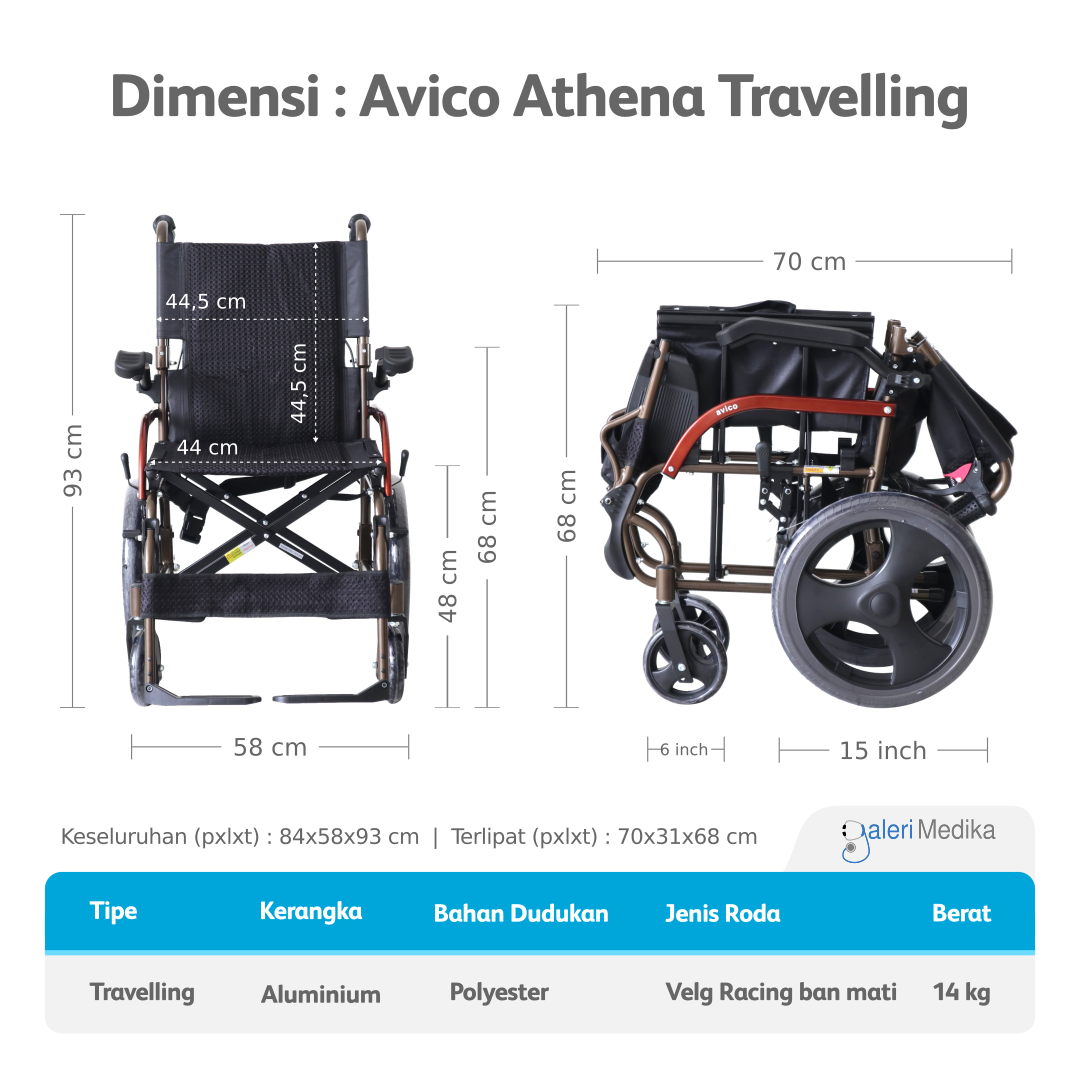 Kursi Roda Travelling Avico Athena