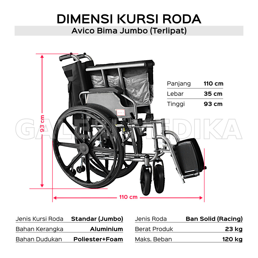 Kursi Roda Jumbo - Avico Bima Kursi Roda Standard