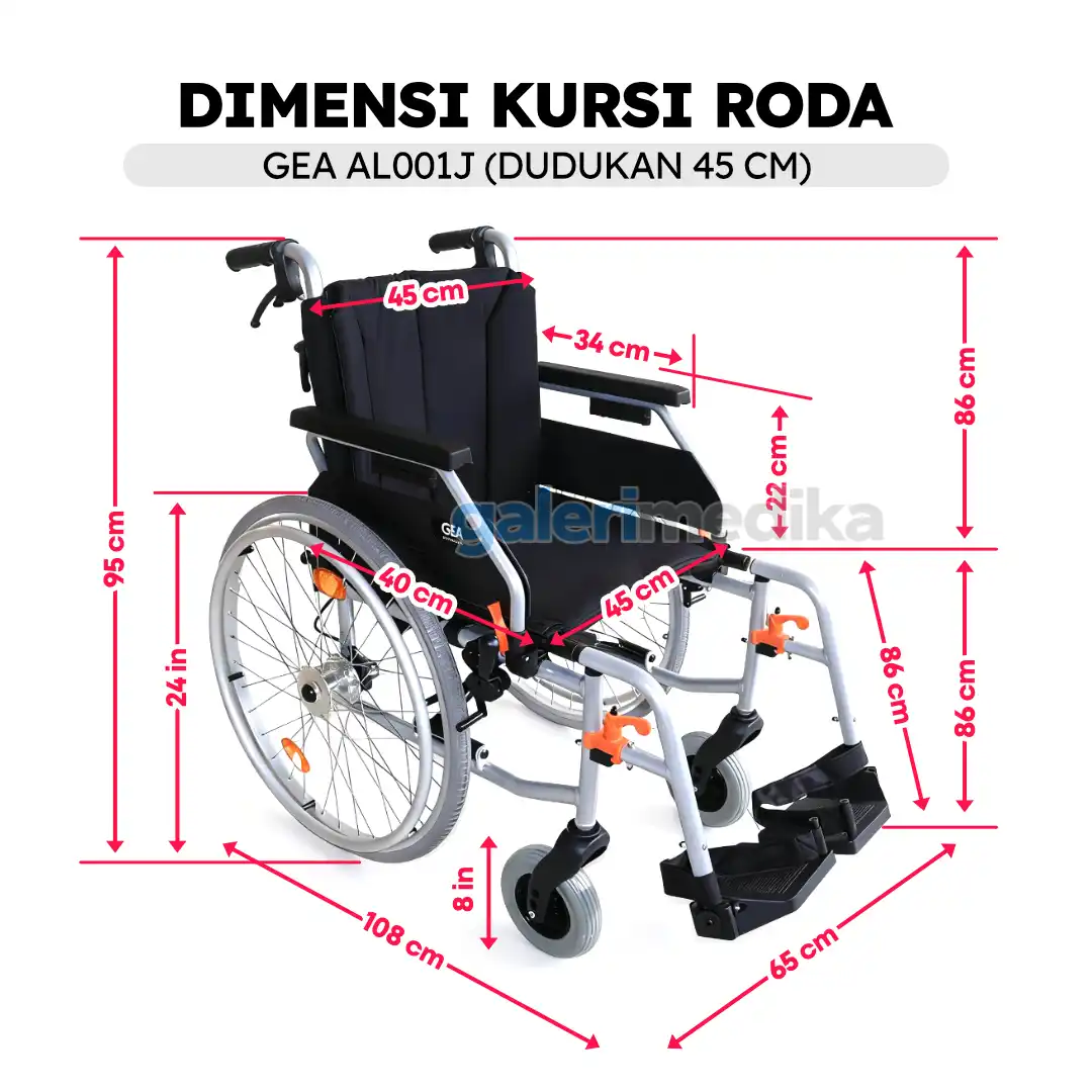 Kursi Roda GEA AL-001J-45 Aluminium Wheelchair Premium