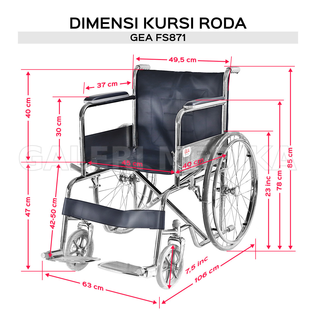 Kursi Roda Standar GEA FS871 Chrome Steel