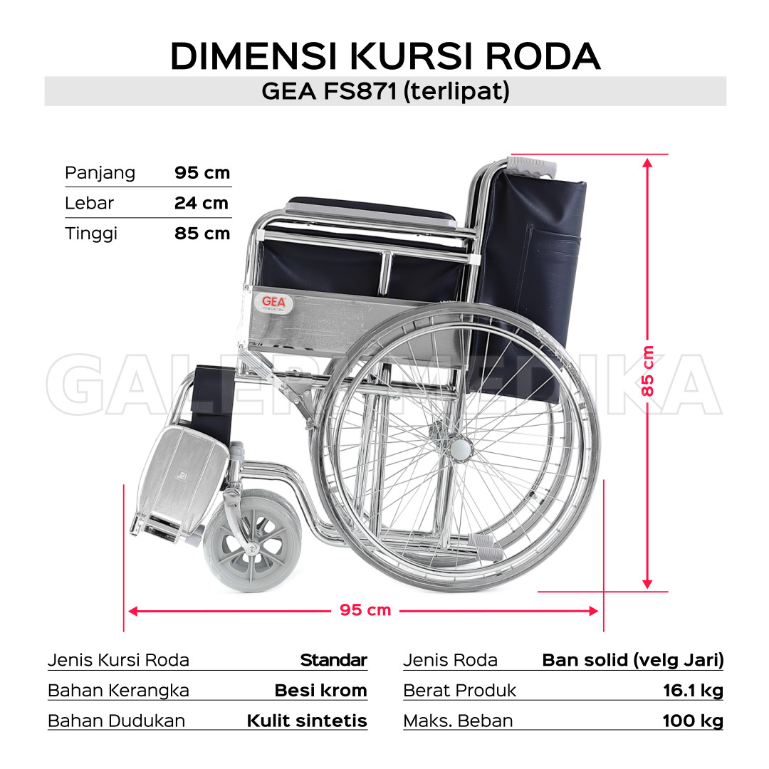 Kursi Roda Standar GEA FS871 Chrome Steel