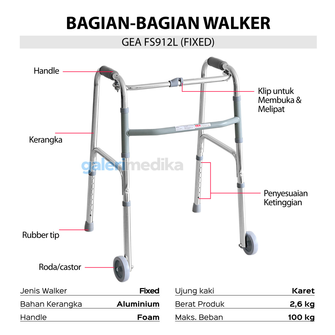 Walker Alat Bantu Jalan dengan roda - GEA FS912L