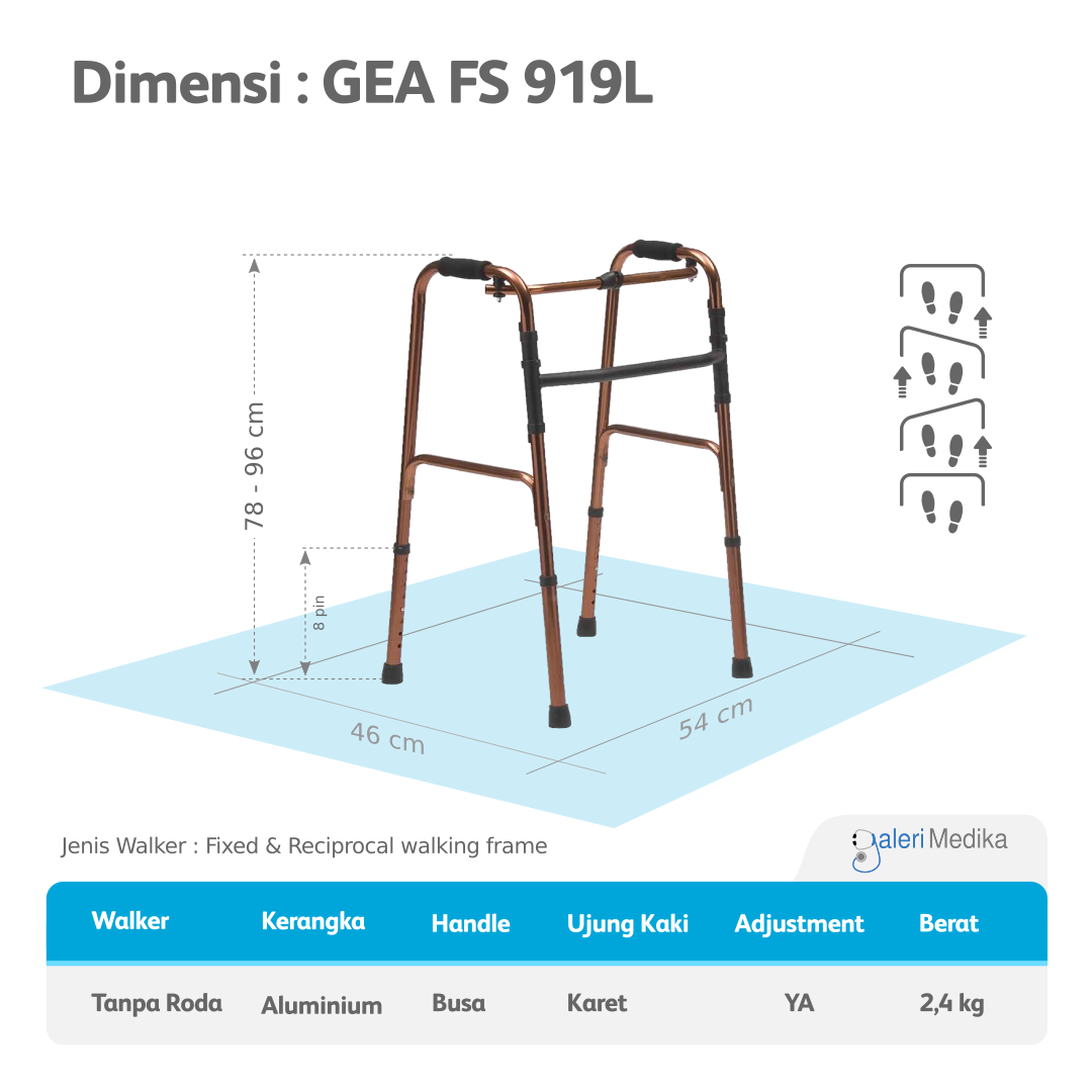 Walker Alat Bantu Jalan GEA FS919L Gold