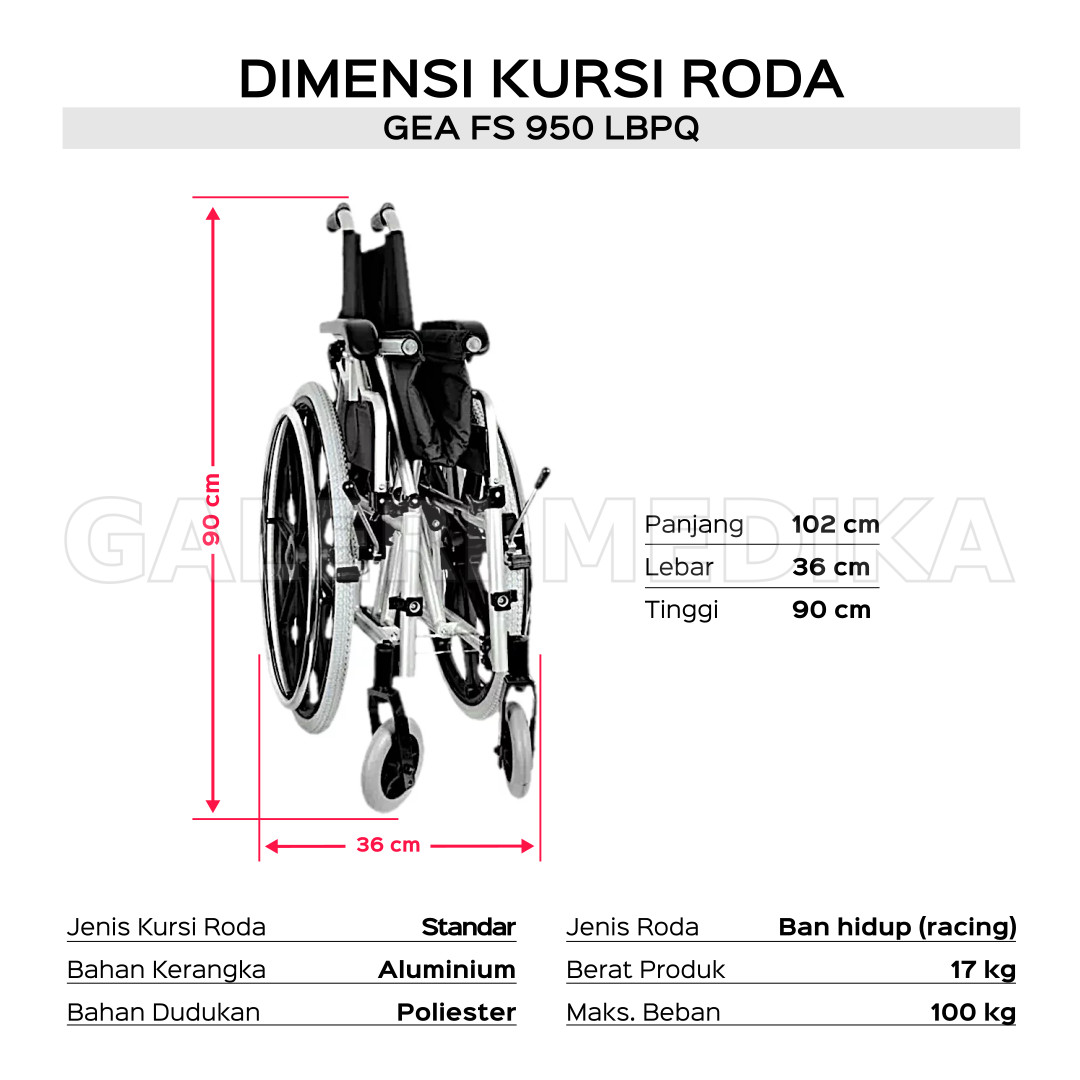 GEA FS 950 LBPQ Kursi Roda Aluminium