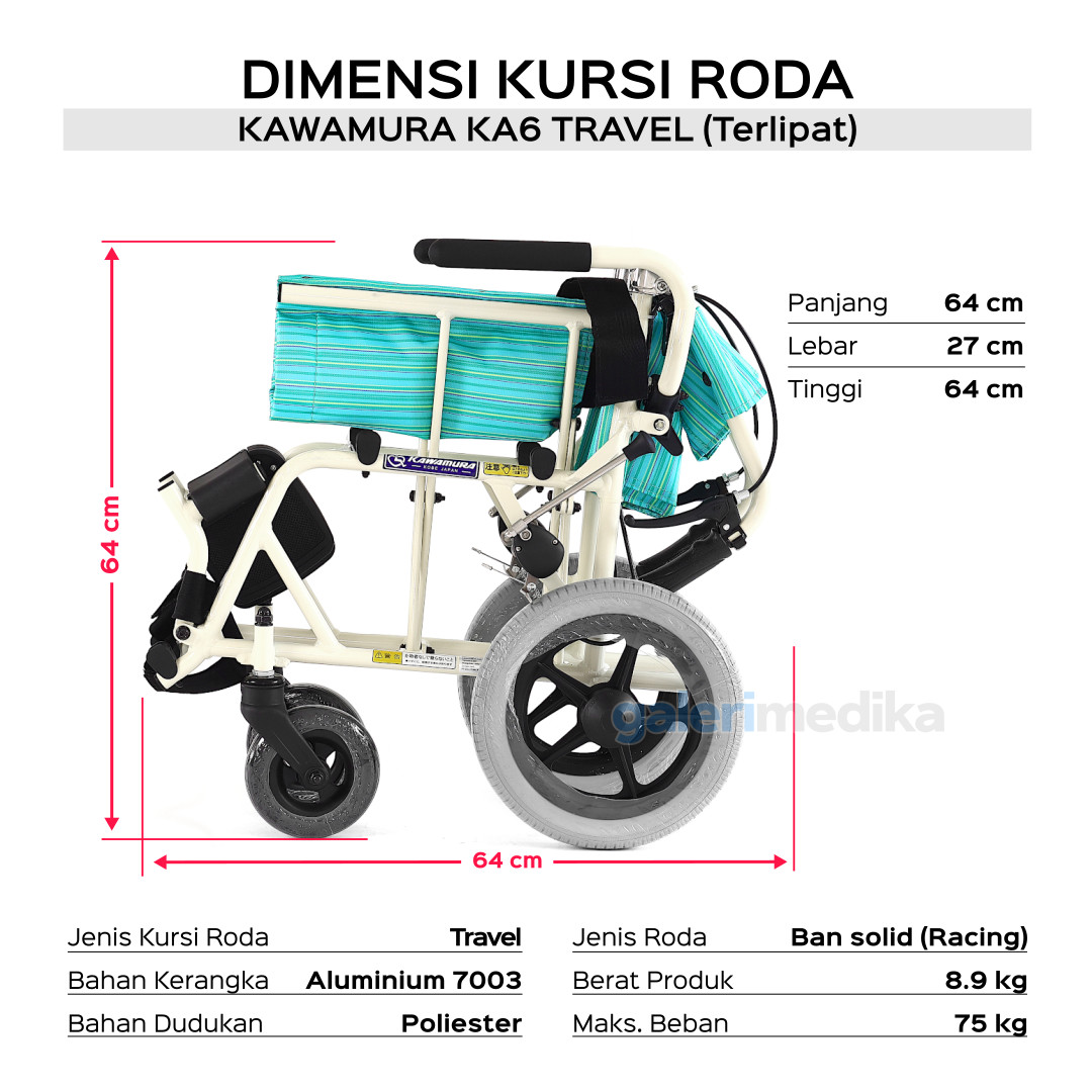 Kursi Roda Jepang Kawamura KA6 Travel Wheelchair