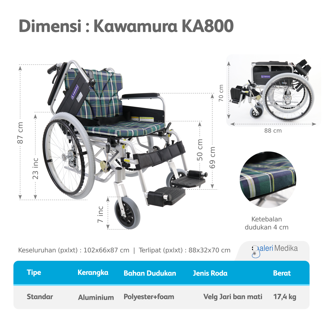 Kawamura KA800 Comfort Model - Kursi Roda Jepang