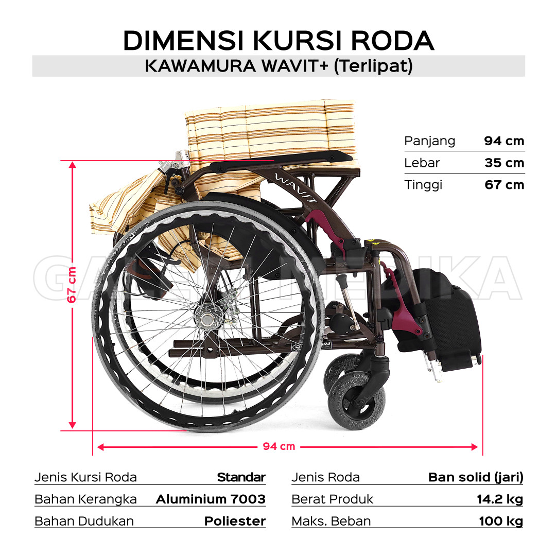 Kawamura Wavit+ Kursi Roda Jepang Aluminium Multifungsi